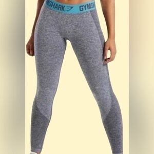 NWT Gymshark Flex Charcoal Marl teal athletic casual stretch tight leggings XS